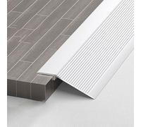 Tira de umbral de transición de aluminio, reductor de pisos temporal, rampas de 36/48 pulgadas for puertas, madera a baldosas, laminado, vinilo, concreto(White,80CM/2.6FT)