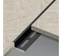 Tira De Umbral Perfil De Borde De Escalera 100CM*3 Piezas, Perfil De Transición, Tira De Transición De Piso Forma De L(Black,1.2cm/0.47in)