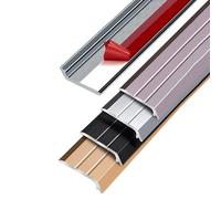 Tira De Umbral Perfil De Transición De Aluminio, Barra De Transición Autoadhesiva Para Umbral De Puerta, Rampa, Azulejos, Puente De Altura Entre 2-5mm(Gold)