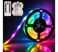Tira LED 5M Blanco Cálido, Impermeable y Regulable Con Control Remoto, Luz Adhesiva Con Batería para Decoración de Habitación