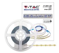 V-TAC Tira LED bobina de 5 metros 18 W por metro cinta luminosa SMD 2835 color de la luz blanca natural 4000 K para interior con tira adhesiva, alimentada a 24 V.