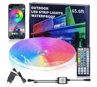 Tira LED de 20 m para Exteriores, Tira LED RGB Impermeable IP68 para Exteriores Compatible con Control Remoto/APP con Sincronización Musical y Función de Temporizador para Balcones, Tejados y Jardines