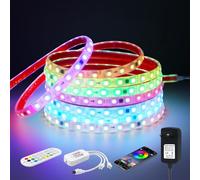 Tira LED de 24 V, IP68 impermeable RGB WS2811 5050 Cinta LED 60 LEDs/m multicolor tira de luz con Bluetooth música 24 teclas IR controlador para dormitorio, decoración de cocina.