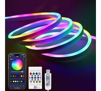 Tira LED de 3 m RGB IC, resistente al agua, USB, con aplicación y mando a distancia, color dinámico, sincronización de música, banda LED direccionable de silicona para salón, dormitorio, juego