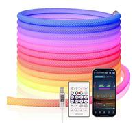 Tira LED de neón 5M, 360 Grados Nylon Flexible Colores de Ensueño Efecto Chaser, IP65 Impermeable Tira de LED de neón 50LEDs/M, para Bodas, Navidad, Decoración(El puerto USB no es impermeable)