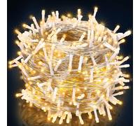 Tira LED Navidad 200 luces transparente blanco cálido 20m