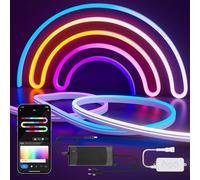 Tira Led Neon 10m, 24V RGB con IC LED Impermeable Flexible Neón Cuerda Luces con Controlador, APP Control Inteligente, Sincronización de Música, para el Dormitorio, Sala de Estar y Decoración al Aire