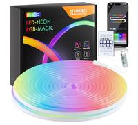 Tira Led Neon 10m, 5V RGB con IC LED Impermeable Flexible Neón Cuerda Luces con Controlador, APP Control Inteligente, Sincronización de Música, para el Dormitorio, Sala de Estar y Decoración al Aire