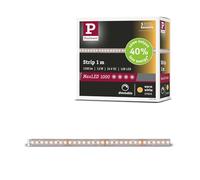 Tira LED Paulmann MaxLED 1000, 1 m, blanco cálido 2700 K, 7,2 W, plateada | Regulable, autoadhesiva, recortable según sea necesario, 1100 lm/m, IP20
