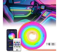 Tira LED RGB de 2 m, IP67, flexible, control de aplicación y remoto, formas de bricolaje, sincronización de música, cambio de color para fiesta
