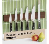Tira magnética para cuchillos de madera oscura de 16 pulgadas, soporte magnético para cuchillos para pared, bloque magnético para cuchillos para uso como soporte para utensilios de cocina, barra de