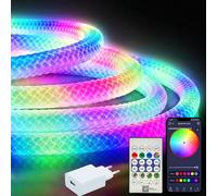 Tira Neon LED RGB Flexible 5m Luz 360º USB, IP65 Impermeable, Luces Colores Malla Redonda Control por Bluetooth, Movil Smart App y Mando a distancia, Cuerda Luz Decoración para interior y exterior