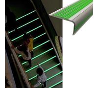 Tira protectora antideslizante para bordes de escaleras, pela y pega con nariz luminosa de PVC para mayor seguridad, 4 m de longitud, ideal para uso escolar y guardería
