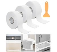 Tira selladora de baño, 3 rollos de cinta adhesiva autoadhesiva, sellador de baño blanco impermeable, cinta selladora para inodoro, bañera, ducha, esquina de pared, cocina con herramienta de sellado