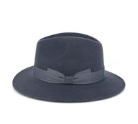 TIRABASSO Sombrero de hombre de fieltro de tesa media con cinta Made in Italy, azul celeste, 57