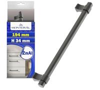 Tirador Cocina 194 mm H 34 mm Distancia Entre Orificios Montaje 160 mm | Tiradores Armarios Cocina y Muebles Fabricado en Aleación ZnAl en Color Negro Mate - Garantía de 10 Años - MONTERAL
