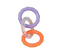 Tirador de 3 anillos para perros, juguete para mascotas, promueve el cuidado de los dientes, ejercicio, mordedor al aire libre, juego de patio trasero, 1 pieza FcQ433 (naranja, 22 x 9 cm)