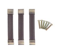 Tirador de cajón antiguo con tornillo, 3 uds., 14,8x2,4x1,8 cm, tirador de cuero para puerta de armario, tiradores de armario, tirador de armario Vintage, manija de caja de vino para equipaje(Marrón)