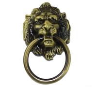 Tirador de gabinete con cabeza de león con diseño de un solo agujero en aleación de zinc para cajones, armarios, estanterías y puertas de estilo antiguo (bronce verde)