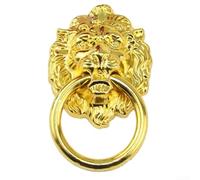 Tirador de gabinete con cabeza de león con diseño de un solo agujero en aleación de zinc para cajones, armarios, estanterías y puertas de estilo antiguo (dorado)