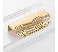 Tirador de Gabinete con Forma de Hoja Tiradores de Latón para Cajón Manijas de Puerta Dorada, para Cocina Baño Muebles de Dormitorio Armario Tiradores de Tocador, con Tornillos (Large)