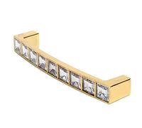 Tirador de Gabinete de Cristal con Diseño de Doble Orificio para Cajones y Armarios, Hermosa Aleación de Zinc en Oro, 107x20x13 Mm, Fácil de Instalar - 1 Unidad