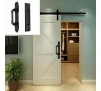 Tirador de puerta corredera de granero, acero al carbono negro mate, accesorios de montaje empotrado para interior y exterior, cobertizo de garaje, estilo industrial con tornillos