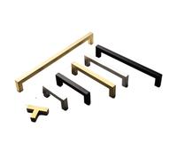 Tirador de puerta de cocina cuadrado plateado oscuro for muebles de cocina, tirador de puerta de armario europeo, tirador de cocina de acero inoxidable(S160mm-172mm)