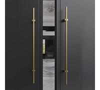 Tirador de Puerta de diseño contemporáneo, Tiradores de Puerta de Vidrio de Acero Inoxidable Cepillado, Puertas Interiores y Exteriores en Forma de H, Superficie Lisa Pulida (Color: Negro, t