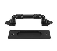 Tirador de Puerta de Granero Negro de Doble Cara, Diseño Moderno para Puertas de Garaje, Montado en Superficie