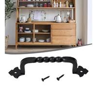 Tirador de puerta de granero vintage, herrajes deslizantes de acero resistente para puertas de garaje de cobertizos de jardín de madera, acabado negro