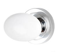 Tirador de puerta interior de aleación de zinc con moderna palanca en forma de huevo para puertas de madera y acero, 35-60 mm de grosor, kit completo de cerradura con acabado cromado blanco (A)
