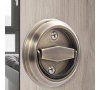 Tirador de puerta invisible redondo a prueba de fuego con espacio entre agujeros de 39 mm, accesorios giratorios de 360 grados para armario, cajón, armario (bronce verde)