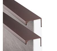 Tirador invisible de aleación de aluminio Tiradores ocultos Tirador de borde de dedo Tiradores de cajón Cocina Armario Armario Muebles Pomo de puerta Tiradores de color café 2 piezas (Distancia d