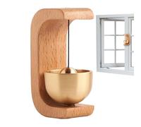 Tirador magnético para puerta, campana de madera natural, campanilla de puerta, campanilla de viento con alarma de latón para entrada, frigorífico, puerta corredera, puerta de jardín, casa, oficina