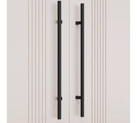 Tirador moderno de acero inoxidable de dos caras, tirador de 1500 mm para puertas de cristal de ducha, oficina, tienda y hotel, acabado negro cepillado, duradero y elegante reposabrazos (1 par)