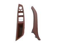 Tirador para puerta interior Para Serie 5 F10 F11 F18 520 523 525 528 530 535, Volante A La Izquierda, Conjunto De Manija Interior De Puerta Cuero LHD(Red brown 2pc set)