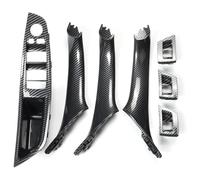 Tirador Puerta Para B&MW Serie 5 F10 F18 2010 2011 2012 2013 2014 2015 2016 Volante Izquierda LHD Cubierta Manija Puerta Interior Coche 7 Piezas(Carbon Fiber Pattern)