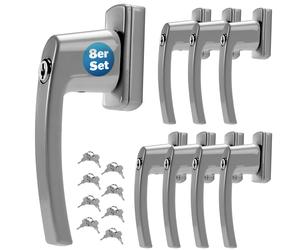 Tirador ventana set de 8 plateado con cerradura