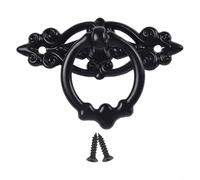 Tiradores antiguos de gabinete vintage en bronce verde, pomos de aleación de zinc retro para armario de cocina para puerta de armario y cajón, 65 x 46 mm, 1 unidad con tornillos (negro)