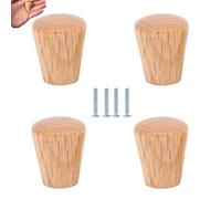 Tiradores Armarios 4 Piezas Pomo Y Tirador De Madera Maciza Tirador Mini Cajón De Armario Tirador Pequeño Redondo,Roble,Superficie Curva De 24 * 28mm