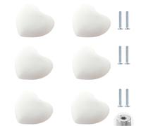 Tiradores Armarios Herrajes Para Habitación De Niños 6 Piezas Perilla De Cajón Anticolisión De Goma Suave Y Tirador Tirador De Armario De Dibujos Animados,Corazón Blanco