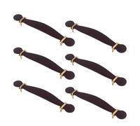 Tiradores Cajones 6 piezas anillo de correa con mango cuero hecho a mano | Con accesorios de material de hardware, ideal for fabricar asas for bolsas de equipaje y asas for cajas.(Dark Brown)