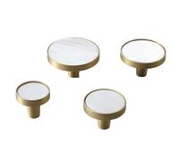 Tiradores de armario decorativos de latón para cajones de cocina, color blanco, 32 x 25 mm