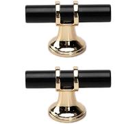 Tiradores de armario negros y dorados, paquete de 2 pomos de gabinete de lujo con barra en T de luz nórdica, tiradores de cajón empalmados de dos tonos, exquisitos accesorios de acero inoxidable y