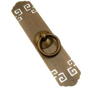 Tiradores de cajón de latón antiguo, tiradores for armarios con diseño tallado retro chino, tirador de montaje en superficie con un solo orificio Aldabas(Bronze,3.5 * 19cm)