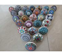Tiradores de cerámica Knobsworld para armarios, cajones o aparadores, 12 unidades, distintos diseños de flores y mandalas, estilo vintage