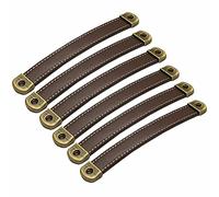 Tiradores de cuero, tiradores for muebles, 6 piezas, varios tamaños multicolores(Dark Brown,Hole Distance 160 mm)