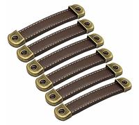 Tiradores de cuero, tiradores for muebles, 6 piezas, varios tamaños multicolores(Dark Brown,Hole Distance 96 mm)
