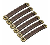 Tiradores de cuero, tiradores for muebles, 6 piezas, varios tamaños multicolores(Dark Brown,Hole Distance 128 mm)